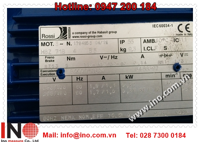 Những điều chưa biết về động cơ 3 pha. Giới thiệu về động cơ 3 pha (HBZ 71B)của h&atilde;ng Rossi